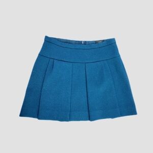 J. Crew Blue Pleated Front Mini Skirt Size 6 Short Formal Preppy Academia